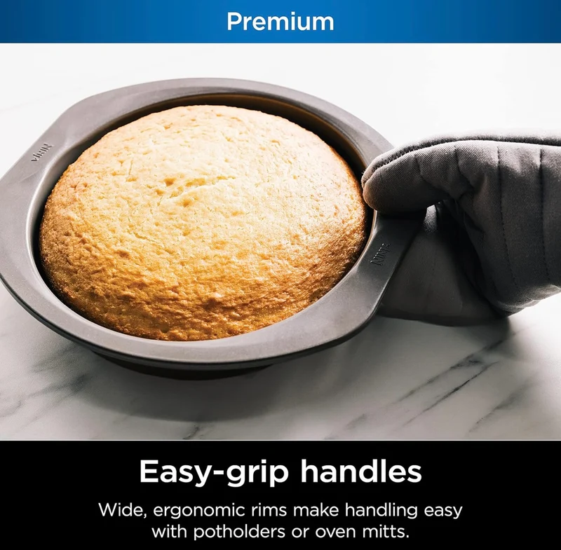 Ninja B30309 Foodi NeverStick Premium 9 inch Round Cake Pan, Nonstick, Oven Safe up to 500⁰F, Dishwasher Safe, Grey