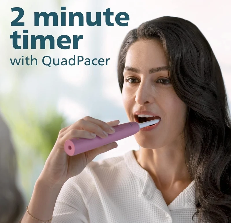 Philips Sonicare 4100 Rechargeable Electric Toothbrush, with Pressure Sensor, 2 Intensity Settings- Deep Pink (Model HX3681/26)