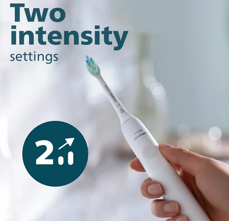 Philips Sonicare 4100 Rechargeable Electric Toothbrush, with Pressure Sensor, 2 Intensity Settings- White (Model HX3681/23)