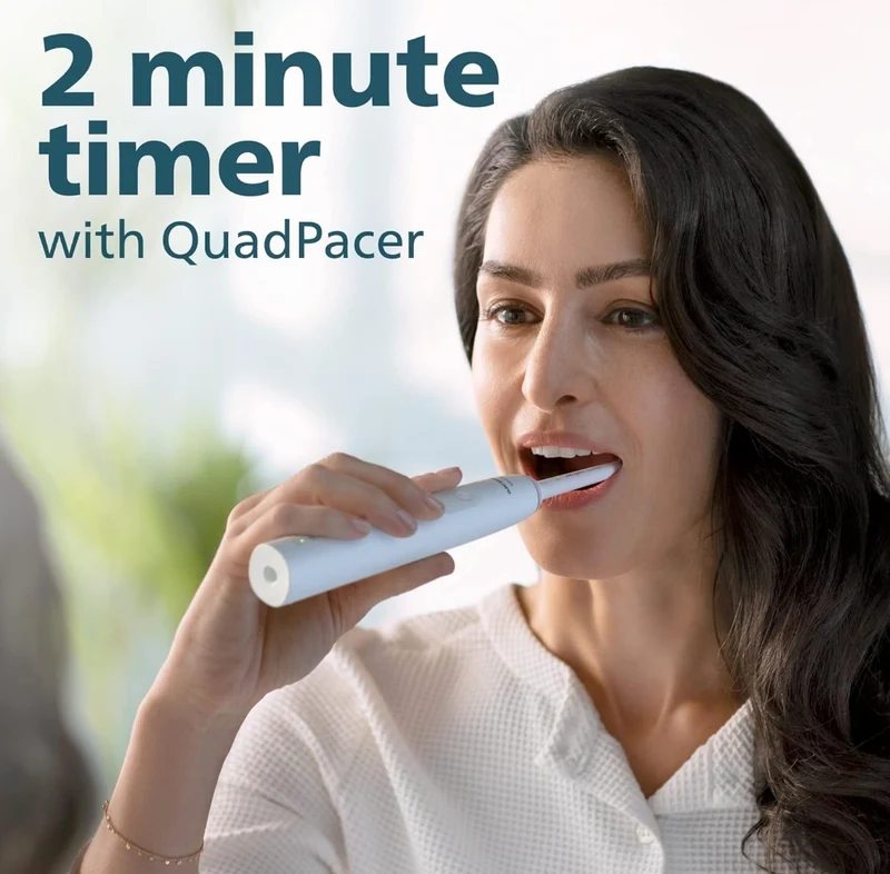 Philips Sonicare 4100 Rechargeable Electric Toothbrush, with Pressure Sensor, 2 Intensity Settings- White (Model HX3681/23)