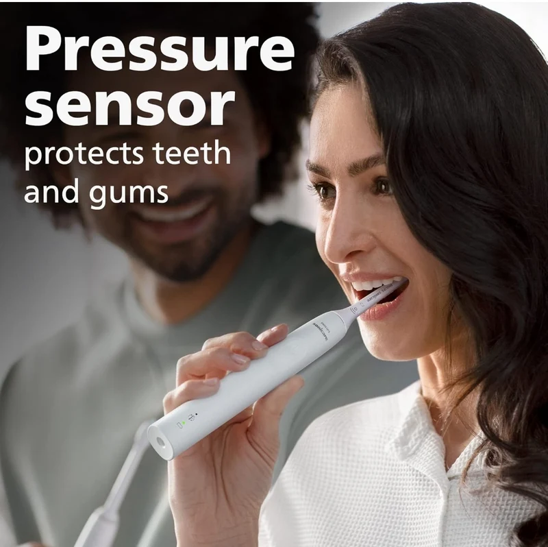 Philips Sonicare 4100 Rechargeable Electric Toothbrush, with Pressure Sensor, 2 Intensity Settings- White (Model HX3681/23)