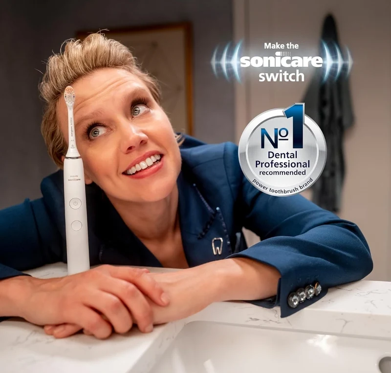 Philips Sonicare 4100 Rechargeable Electric Toothbrush, with Pressure Sensor, 2 Intensity Settings- White (Model HX3681/23)