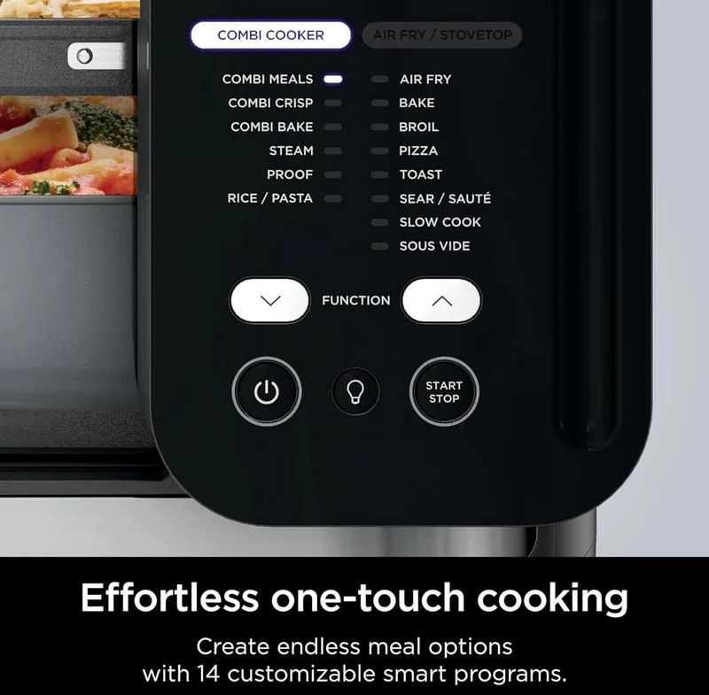 Ninja Combi All-in-One Multicooker, Oven, & Air Fryer, Complete Meals in 15 Mins, 14-in-1 Functions, Combi Cooker + Air Fry, Bake, Roast, Slow Cook and More, 3 Accessories, Stainless Steel, SFP701