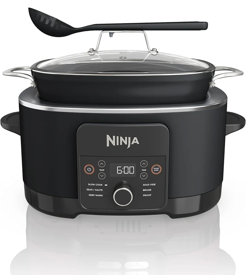 Ninja MC1010 Foodi PossibleCooker PLUS - Sous Vide & Proof 6-in-1 Multi-Cooker, with 8.5 Quarts, Slow Cooker, Dutch Oven & More, Glass Lid & Integrated Spoon, Nonstick, Oven Safe Pot to 500°F, Black