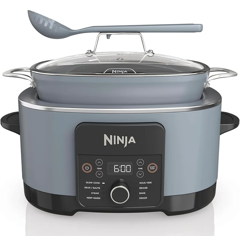 Ninja MC1001 Foodi PossibleCooker PRO 8.5 Quart Multi-Cooker, with 8-in-1 Slow Cooker, Dutch Oven, Steamer, Glass Lid Integrated Spoon, Nonstick, Oven Safe Pot to 500°F, Sea Salt Gray