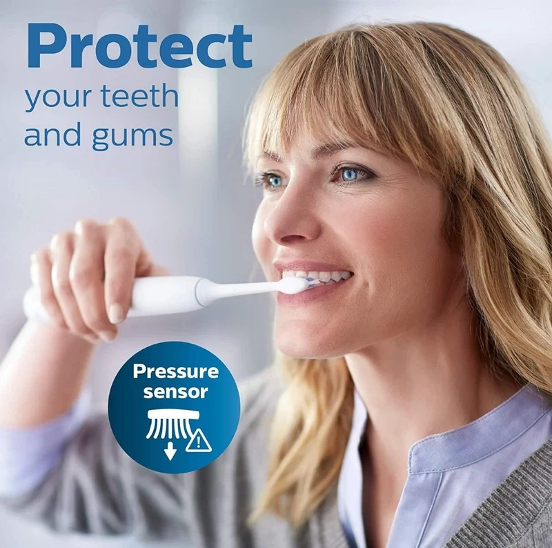 Philips Sonicare ProtectiveClean 5100 Rechargeable Electric Toothbrush, with Pressure Sensor, 3 Cleaning Modes, SmarTimer and QuadPacer- Travel Case, Black (Model HX6850/60)