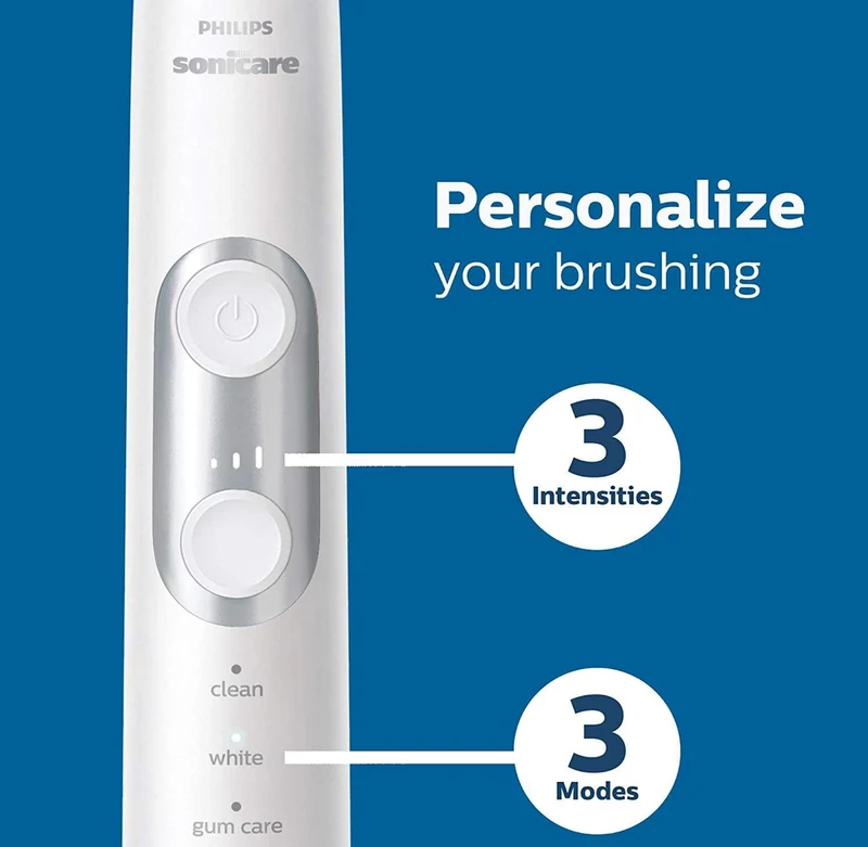 Philips Sonicare ProtectiveClean 6500 Rechargeable Electric Toothbrush, with Pressure Sensor, 3 Cleaning Modes, SmarTimer and QuadPacer, 14-Day Battery Life, Charging Travel Case, Pink, HX6462/06