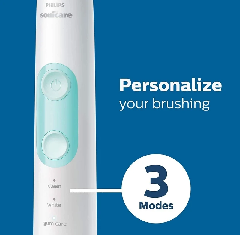 Philips Sonicare ProtectiveClean 5100 Rechargeable Electric Toothbrush, with Pressure Sensor, 3 Cleaning Modes, SmarTimer and QuadPacer Travel Case - White, Model HX6857/11