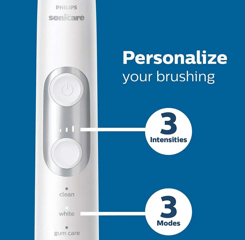 Philips Sonicare ProtectiveClean 6500 Rechargeable Electric Toothbrush, with Pressure Sensor, 3 Cleaning Modes, SmarTimer and QuadPacer Charging Travel Case - Navy Blue, HX6462/07