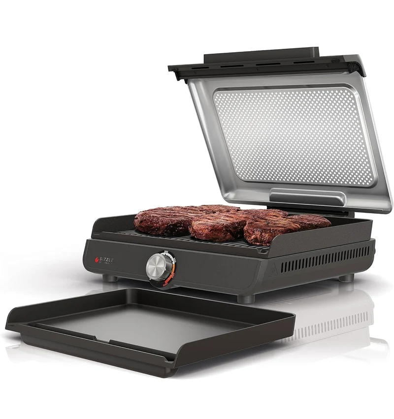 Ninja Griddle and Indoor Grill, 14’’, Electric Grill, For Steak, Burgers, Salmon, Veggies, and More, Pancake Griddle, Nonstick, Dishwasher Safe, 500F, Even Cooking, Silver, GR101