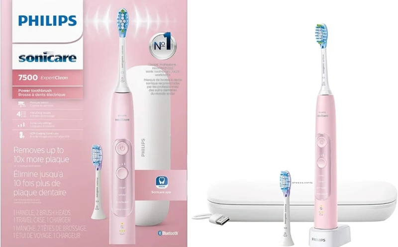Philips Sonicare ExpertClean 7500 Pink, Rechargeable Electric Power Toothbrush (HX9690/07)