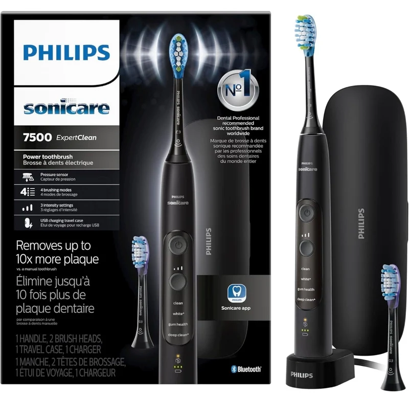 Philips Sonicare ExpertClean 7500 Black, Rechargeable Electric Power Toothbrush - HX9690/05
