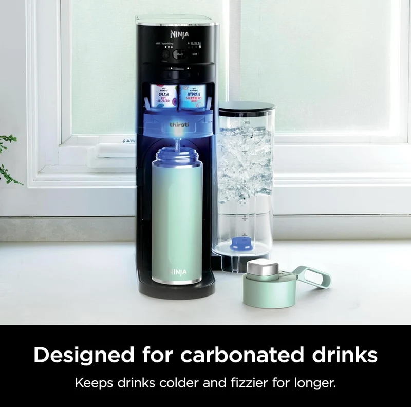 Ninja DW2401MT Thirsti 24oz Travel Water Bottle Leak Proof, 24 Hrs Cold, Dishwasher Safe, Stainless Steel Insulated Tumbler, Seafoam Blue