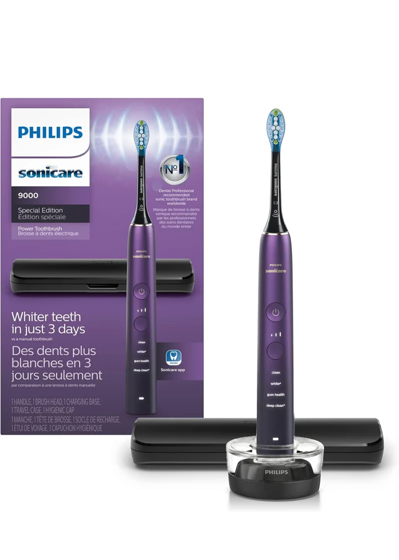 PHILIPS Sonicare 9000 Special Edition Rechargeable Toothbrush, Black/Purple (HX9911/91)