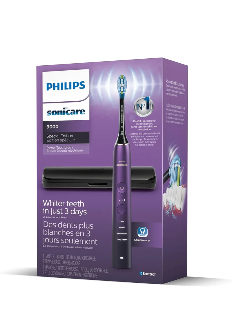 PHILIPS Sonicare 9000 Special Edition Rechargeable Toothbrush, Black/Purple (HX9911/91)