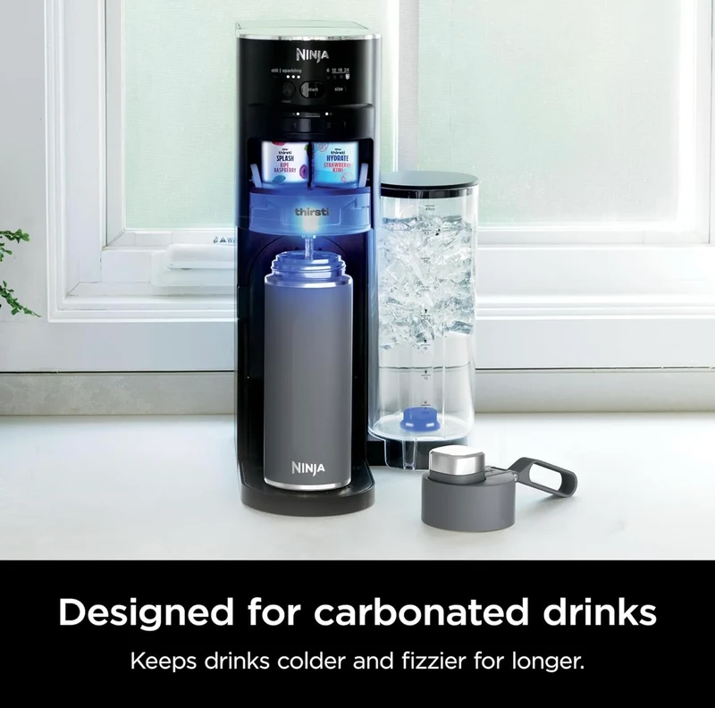 Ninja DW2401GY Thirsti 24oz Travel Water Bottle Leak Proof, 24 Hrs Cold, Dishwasher Safe, Stainless Steel Insulated Tumbler - Charcoal Gray