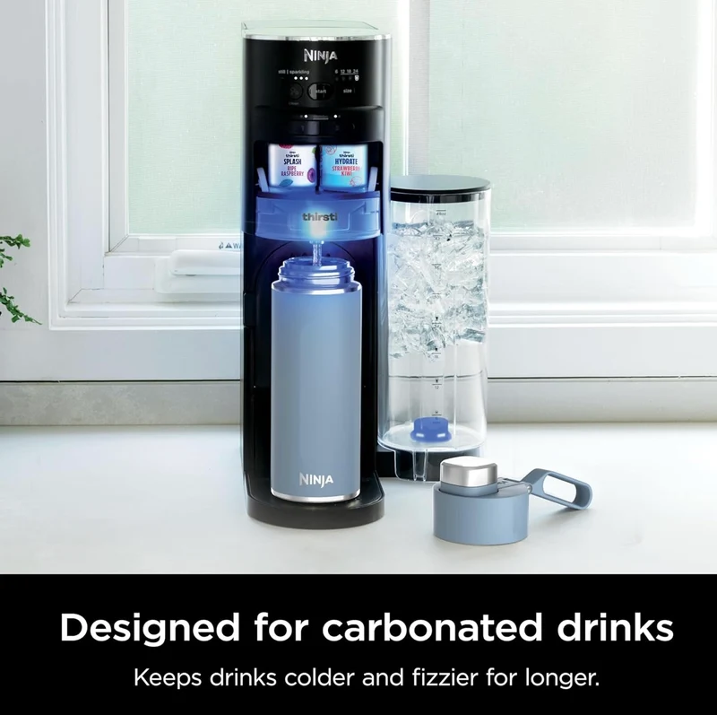 Ninja DW2401BL Thirsti 24oz Travel Water Bottle Leak Proof, 24 Hrs Cold, Dishwasher Safe, Stainless Steel Insulated Tumbler - Storm Blue