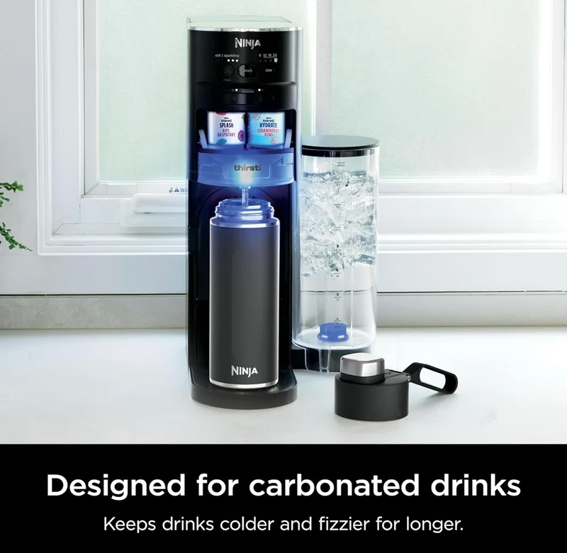 Ninja DW2401BK Thirsti 24oz Travel Water Bottle,Leak Proof, 24 Hrs Cold, Dishwasher Safe, Stainless Steel Insulated Tumbler - Onyx Black