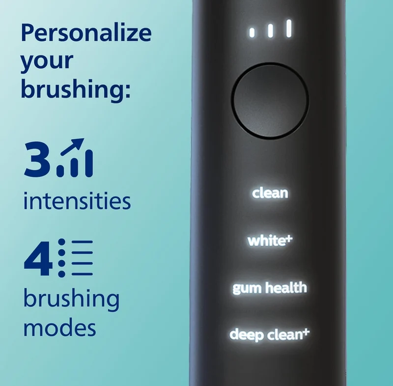 Philips Sonicare DiamondClean Smart 9300 Electric Toothbrush, Sonic Toothbrush with App, Pressure Sensor, Brush Head Detection, 4 Brushing Modes and 3 Intensity Levels - Black (Model HX9903/15)