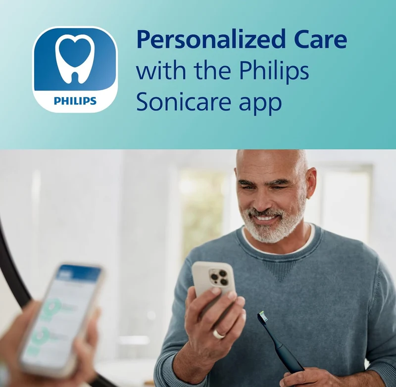 Philips Sonicare DiamondClean Smart 9300 Electric Toothbrush, Sonic Toothbrush with App, Pressure Sensor, Brush Head Detection, 4 Brushing Modes and 3 Intensity Levels - Black (Model HX9903/15)