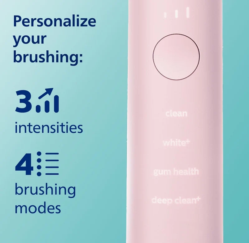 Philips Sonicare DiamondClean Smart 9300 Electric Toothbrush, Sonic Toothbrush with App, Pressure Sensor, Brush Head Detection, 4 Brushing Modes and 3 Intensity Levels - Pink, Model HX9903/25