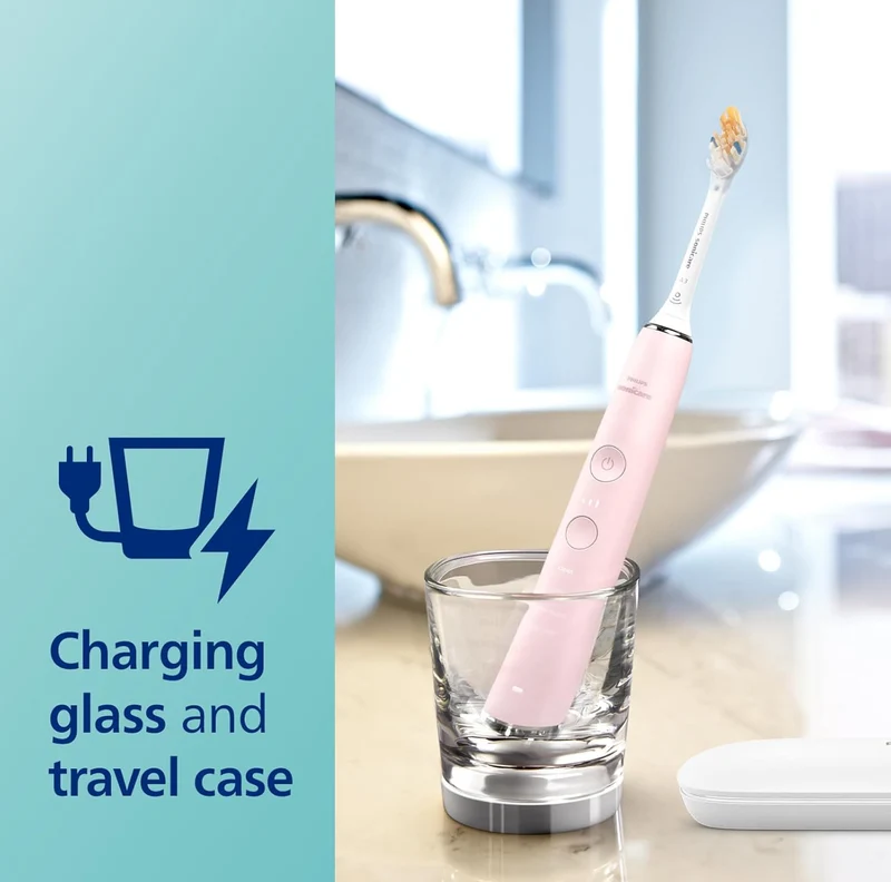 Philips Sonicare DiamondClean Smart 9300 Electric Toothbrush, Sonic Toothbrush with App, Pressure Sensor, Brush Head Detection, 4 Brushing Modes and 3 Intensity Levels - Pink, Model HX9903/25