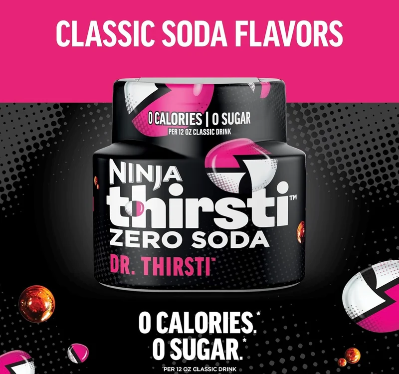 Ninja Thirsti Flavored Water Drops, ZERO SODA Dr. Thirsti, Classic Soda Flavors Zero Calories, Zero Sugar - 12oz drinks (3 Pack)