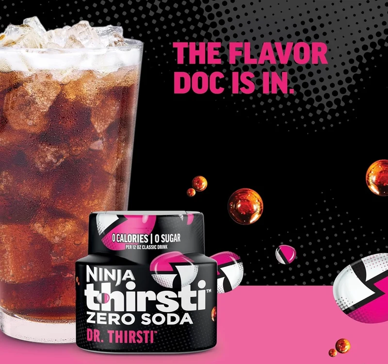 Ninja Thirsti Flavored Water Drops, ZERO SODA Dr. Thirsti, Classic Soda Flavors Zero Calories, Zero Sugar - 12oz drinks (3 Pack)