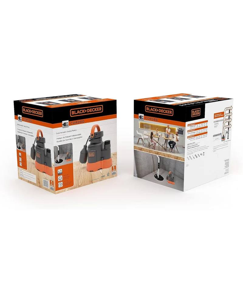 Black+Decker 1/3 HP Submersible Sump Pump, Pumps up to 2500 GPH