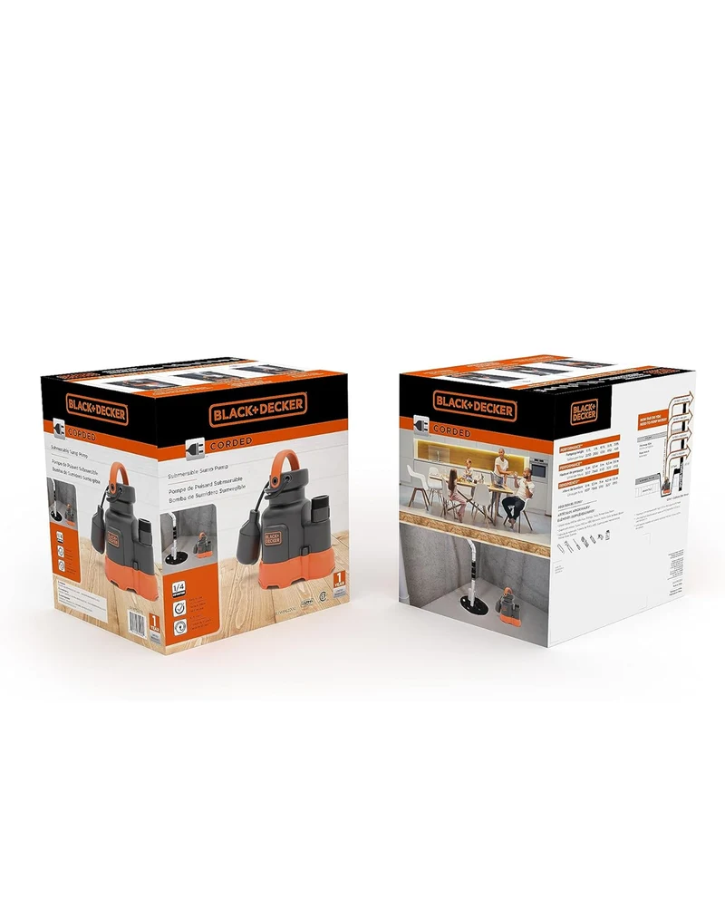 Black+Decker 1/4 HP Submersible Sump Pump, Pumps up to 2300 GPH