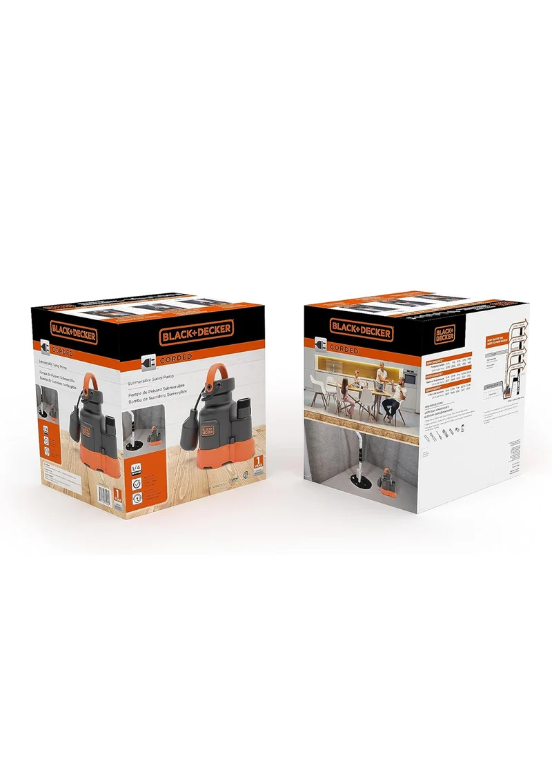 Black+Decker 1/4 HP Submersible Sump Pump, Pumps up to 2300 GPH