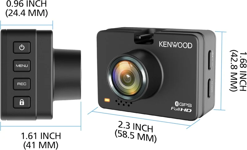 KENWOOD DRV-A310W GPS Dash Cam, Full HD Dashboard Camera, WDR/HDR Car Camera with Bluetooth & Wi-Fi Connectivity, G-Sensor, Collision Detection, Optional Rear Camera Support