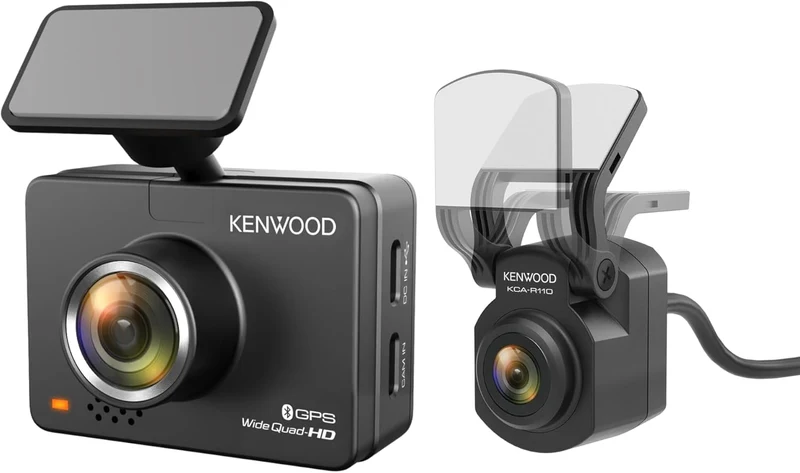 KENWOOD Dash Cam Front and Rear with GPS, Full HD Dash Camera for Cars, Trucks & RVs, Bluetooth & WiFi Support, Loop Recording, G Sensor, Motion Detection