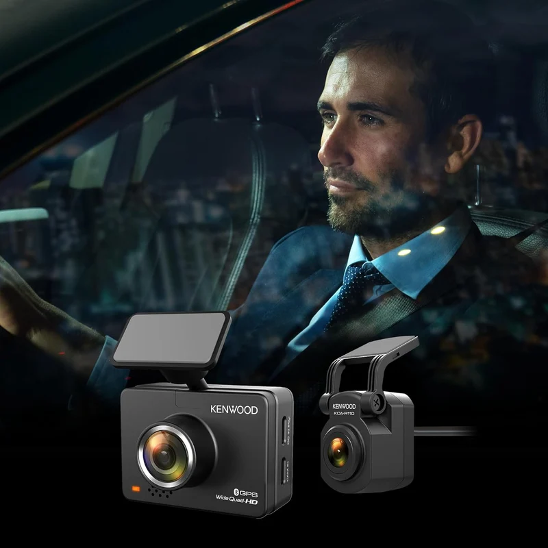 KENWOOD Dash Cam Front and Rear with GPS, Full HD Dash Camera for Cars, Trucks & RVs, Bluetooth & WiFi Support, Loop Recording, G Sensor, Motion Detection