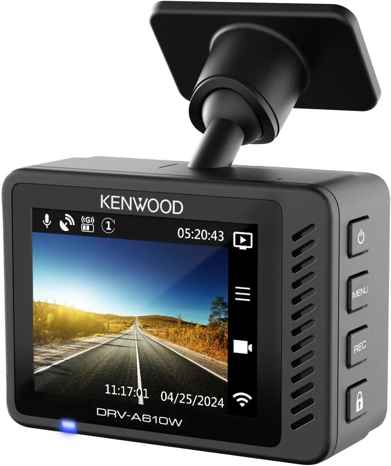 KENWOOD Dash Cam Front and Rear with GPS, Full HD Dash Camera for Cars, Trucks & RVs, Bluetooth & WiFi Support, Loop Recording, G Sensor, Motion Detection