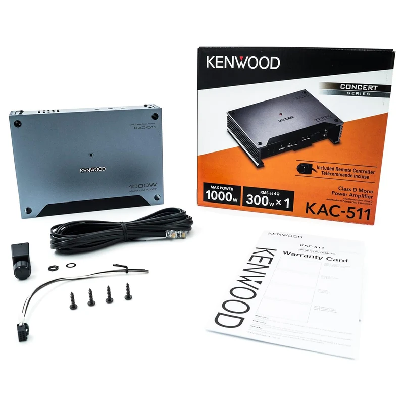 Kenwood KAC-511 Class D Digital Mono Amplifier with Variable Low-Pass Crossover - Black
