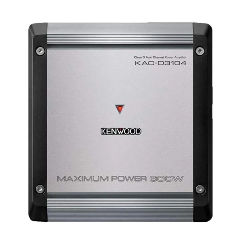 Kenwood KACD3104 Class D 4-Channel Power Amplifier; Max Power 600W; RMS 50W x4 (4Ω); RMS 75W x4 (2Ω); Variable High and Low Pass Filter; Bass Boost