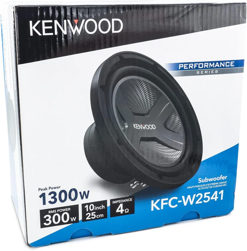 Kenwood KFC-W2541 Car Subwoofer - 1300 Watts Maximum Power, 10 Inch, Single 4 Ohm Voice Coil, Sold Individually