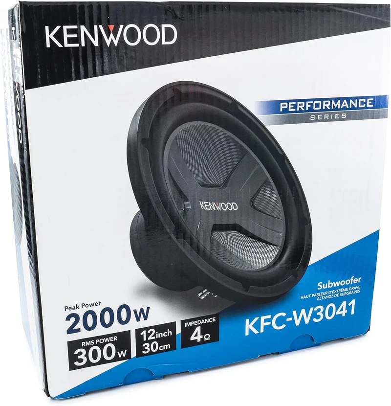Kenwood KFC-W3041 Car Subwoofer - 2000 Watts Maximum Power, 12 Inch, Single 4 Ohm Voice Coil, Sold Individually
