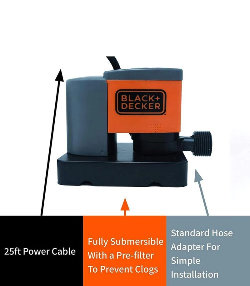 BLACK+DECKER Swimming Pool Cover Pump, 350 GPH Automatic