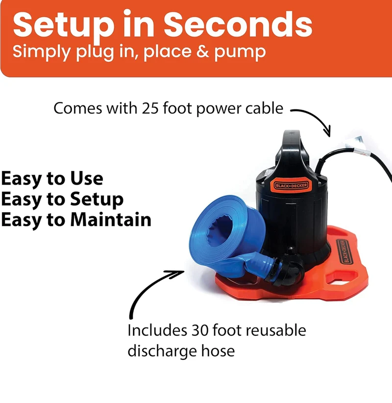 BLACK+DECKER Cover Pump, 1500 GPH Automatic