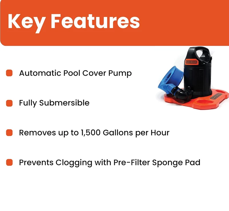 BLACK+DECKER Cover Pump, 1500 GPH Automatic