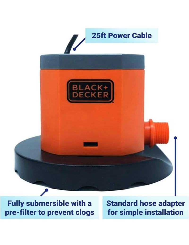 BLACK+DECKER Swimming Pool Cover Pump, 800 GPH Manual