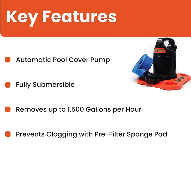BLACK+DECKER Cover Pump, 1500 GPH Automatic