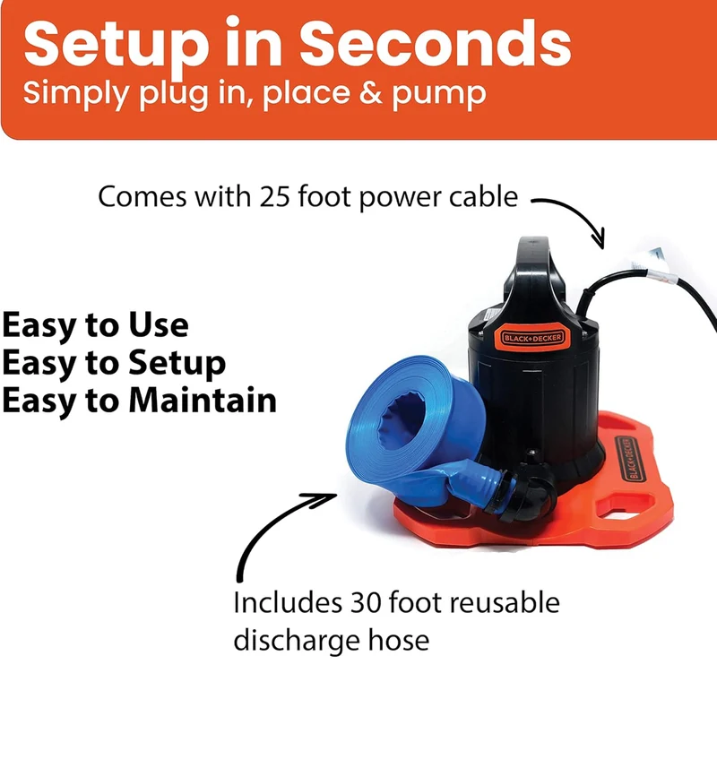 BLACK+DECKER Cover Pump, 1500 GPH Automatic