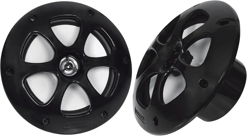 Kenwood KFC-1613MRB/W 6.5 Inch 2 Way Coaxial Waterproof Marine/Motorsports/Car Speakers, Pair, 4 Ohm, 100 Peak Watts (Black)