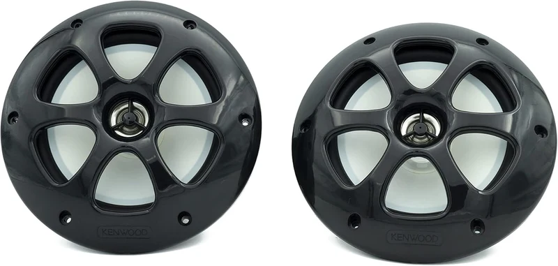 Kenwood KFC-1613MRB/W 6.5 Inch 2 Way Coaxial Waterproof Marine/Motorsports/Car Speakers, Pair, 4 Ohm, 100 Peak Watts (Black)