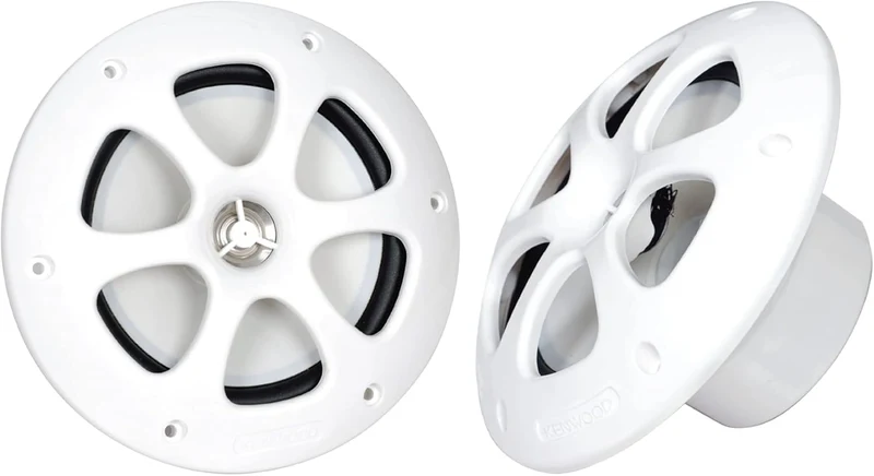 Kenwood KFC-1613MRB/W 6.5 Inch 2 Way Coaxial Waterproof Marine/Motorsports/Car Speakers, Pair, 4 Ohm, 100 Peak Watts (White)