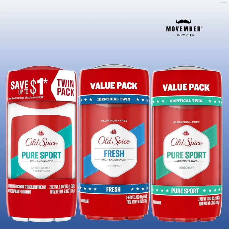 Old Spice Antiperspirant Deodorant For Men, High Endurance, 24/7 Sweat Defense & Odor Protection - Pure Sport Scent (Pack of 2)