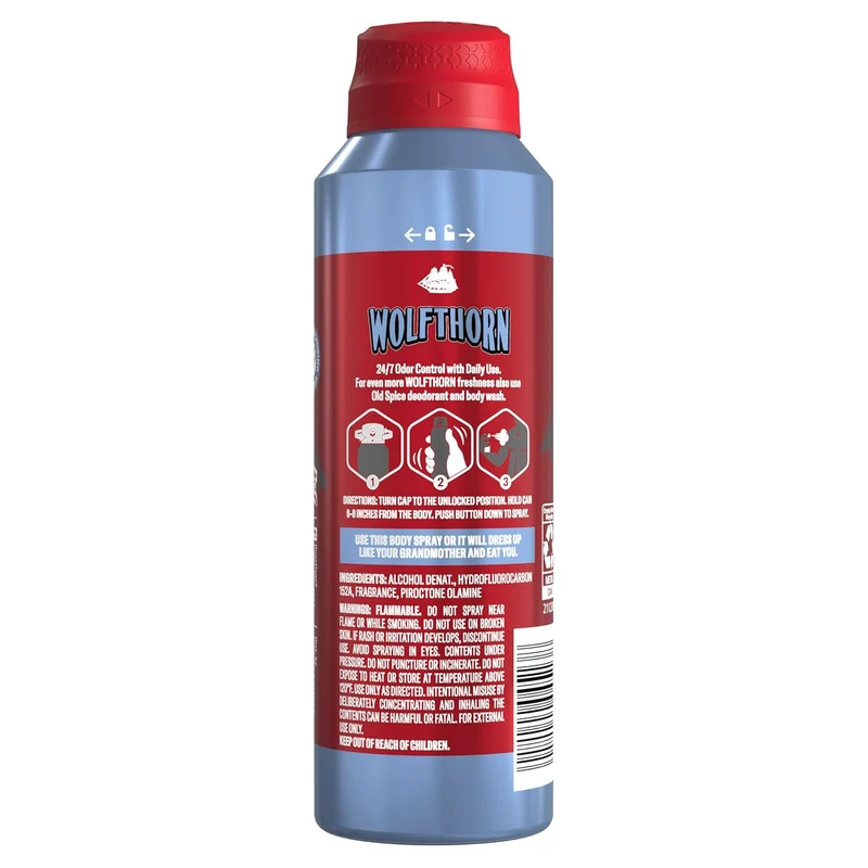 Old Spice Aluminum Free Body Spray for Men, 24/7 Odor Protection, Cologne Quality - Wolfthorn w/ Sweet Citrus Scent (Pack of 3)